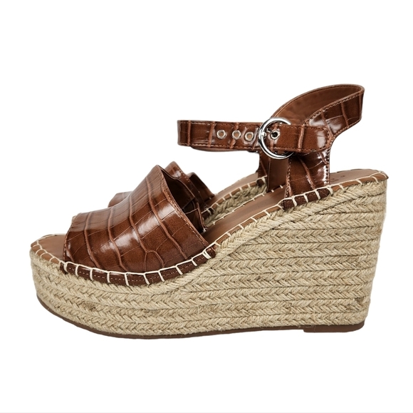 ASOS Design Tanya Brown Mock Crocodile Print Espadrille Wedge Sandals Size 10 - Picture 2 of 10